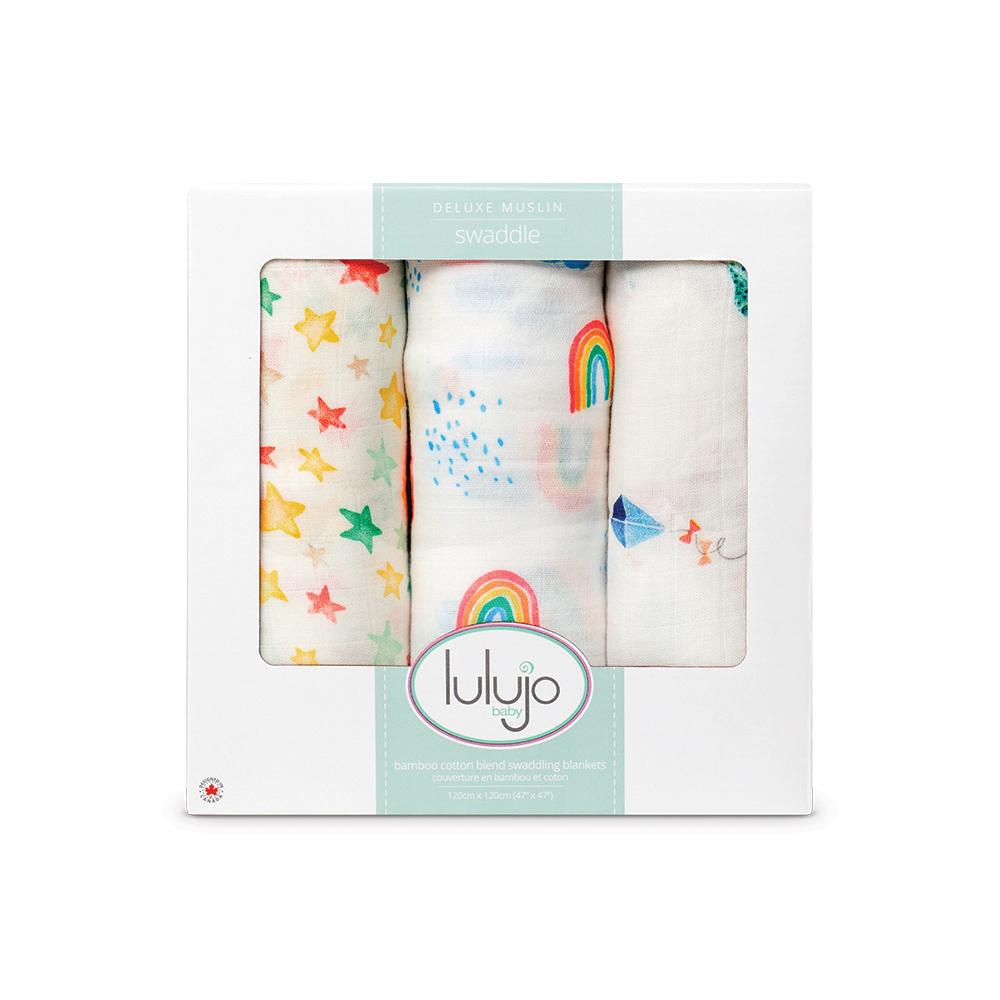 Lulujo 3 Μουσελίνες Bamboo – High In The Sky Swaddling Blankets