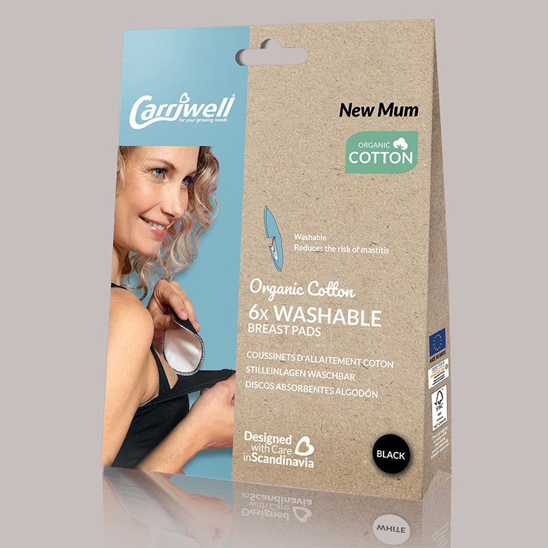 Carriwell Επιθέματα πλενόμενα 100% βαμβάκι (μαύρο) (Σετ 6)