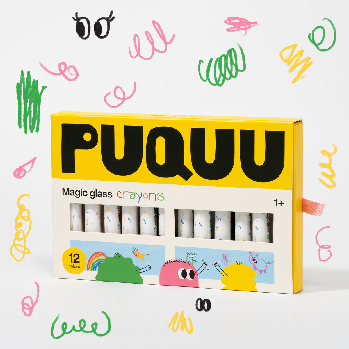 PUQUU Magic Glass Crayons 12 χρώματα (1+)