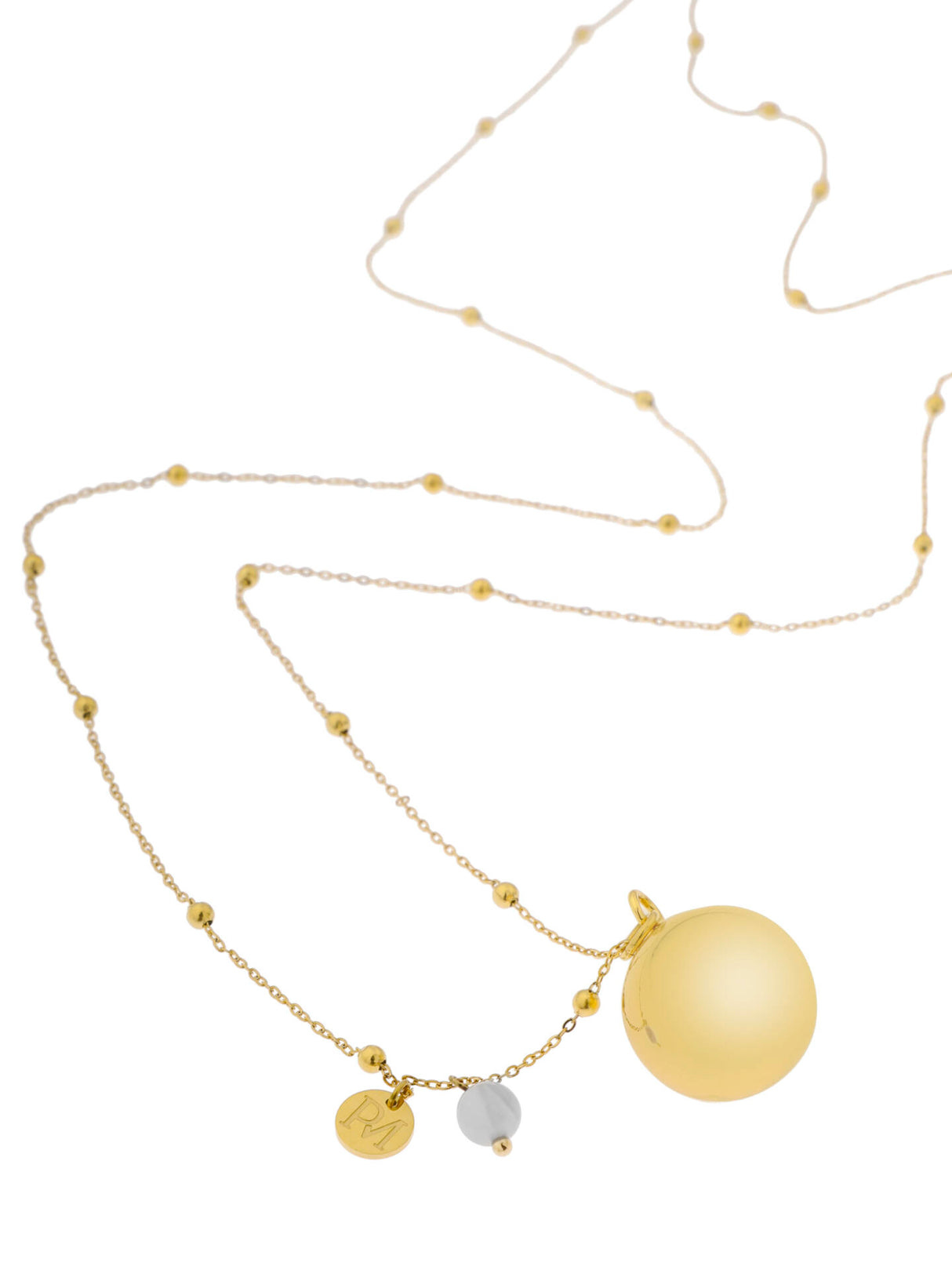 ProudMama Bola Olivia Gold Chain Γκρι Aχάτης