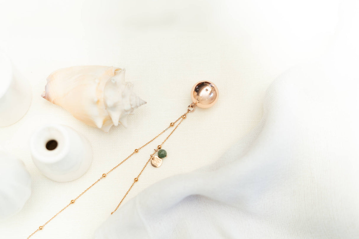 ProudMama Bola Olivia Gold Chain Γκρι Aχάτης