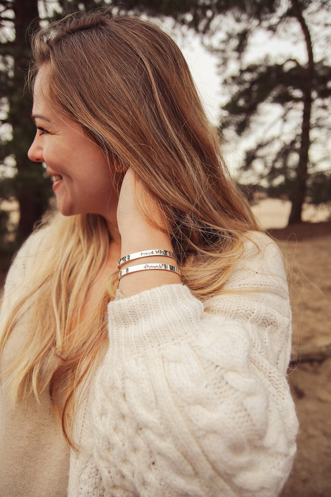 Proud Mama Βραχιόλι Χειροπέδα Love Rose Gold