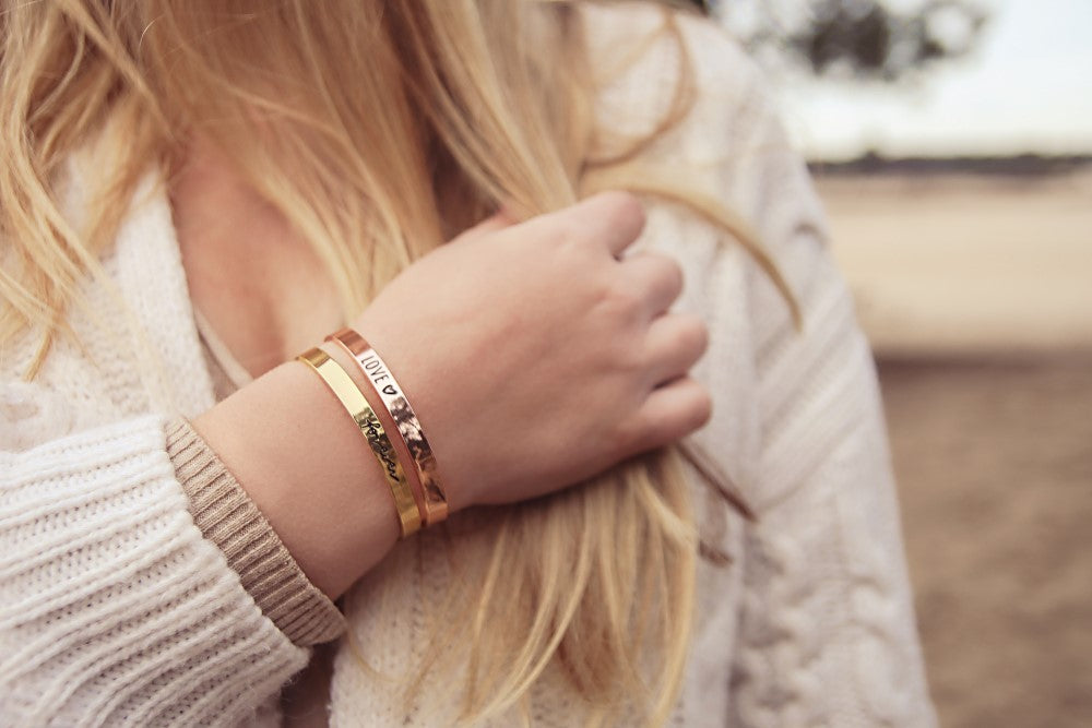 Proud Mama Βραχιόλι Χειροπέδα Love Rose Gold