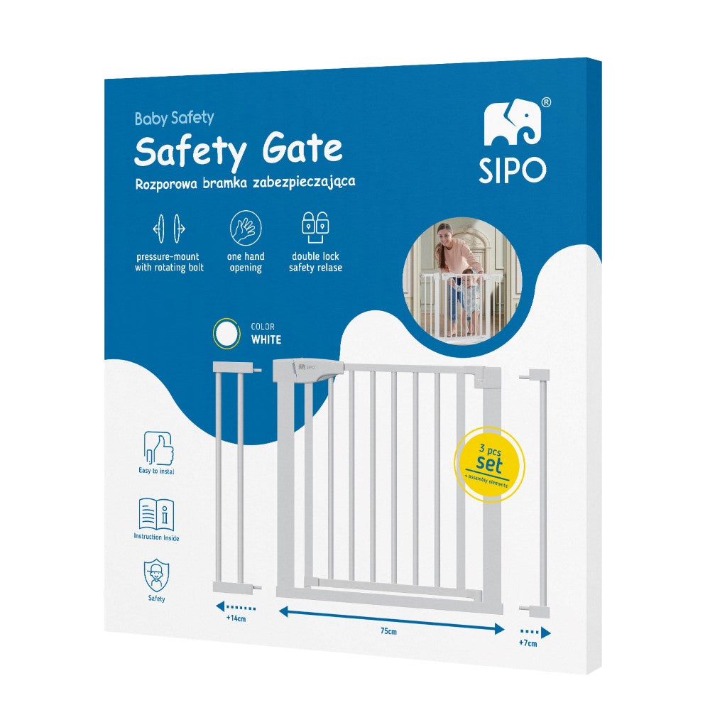 Sipo Πόρτα Ασφαλείας Λευκή (συν 2 προεκτάσεις: 7εκ και 14εκ)