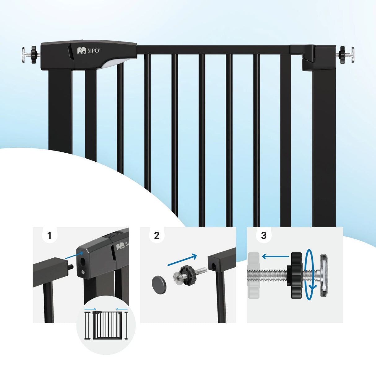 Sipo Πόρτα Ασφαλείας Μαύρη (συν 2 προεκτάσεις: 7εκ και 14εκ)