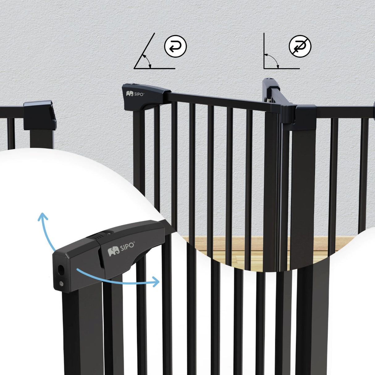 Sipo Πόρτα Ασφαλείας Μαύρη (συν 2 προεκτάσεις: 7εκ και 14εκ)