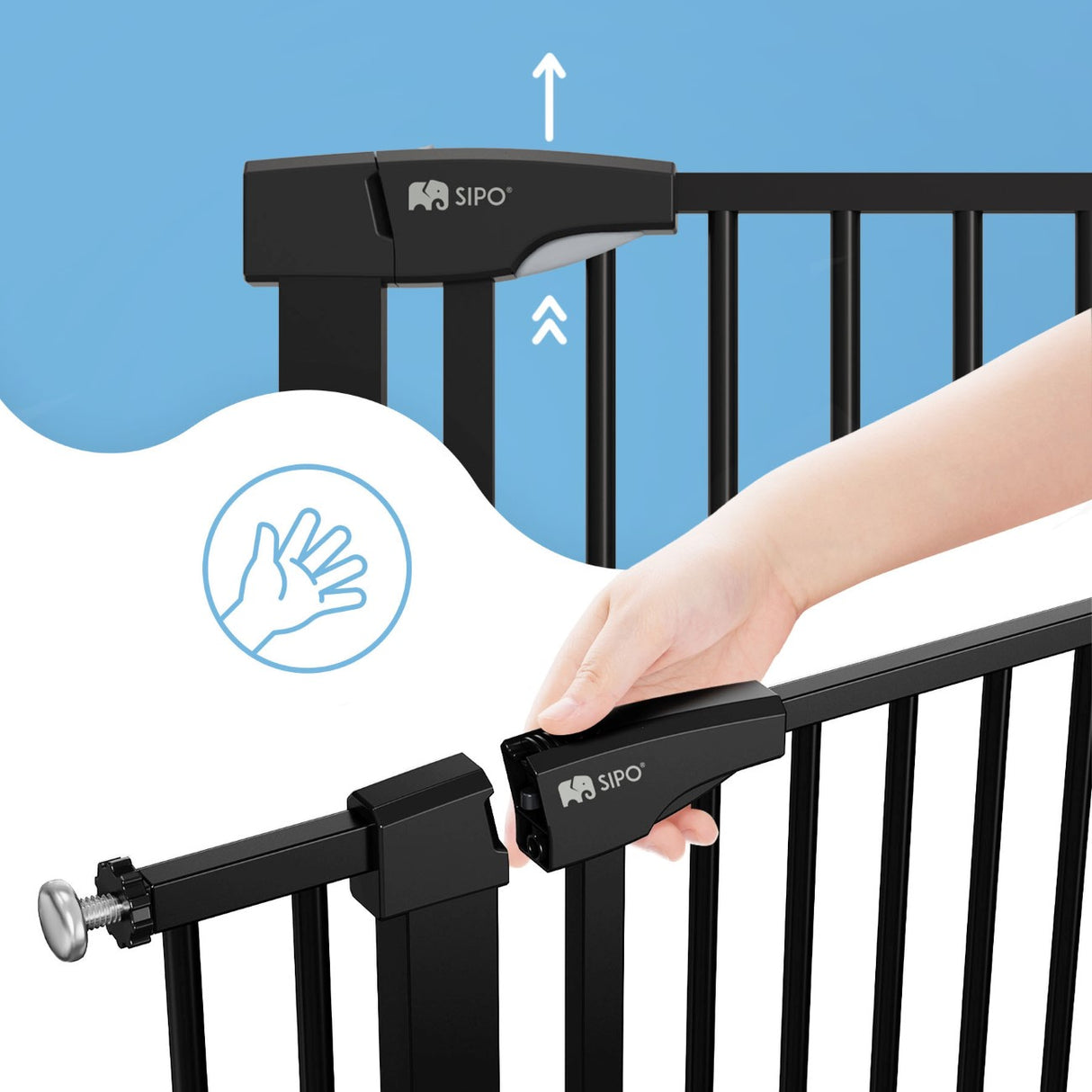 Sipo Πόρτα Ασφαλείας Μαύρη (συν 2 προεκτάσεις: 7εκ και 14εκ)