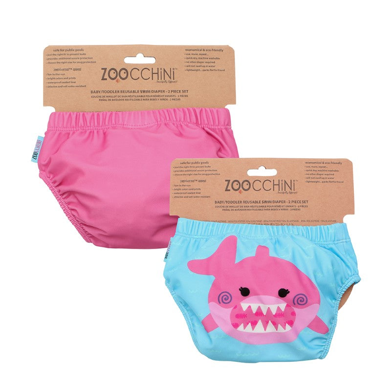 Zoocchini Μαγιώ Πάνα (2pcs Σετ) Pink Shark
