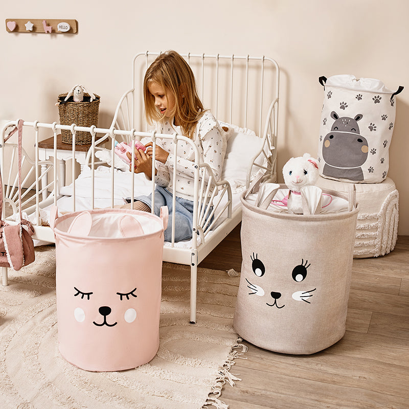 Sipo Πολυχρηστικό Καλάθι με κορδόνι Ροζ Αρκουδάκι 43 L