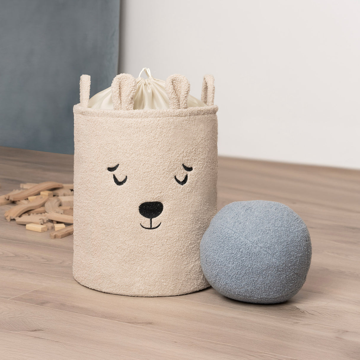 Sipo Πολυχρηστικό Καλάθι Premium Μπουκλέ Μπεζ Αρκουδάκι 43L