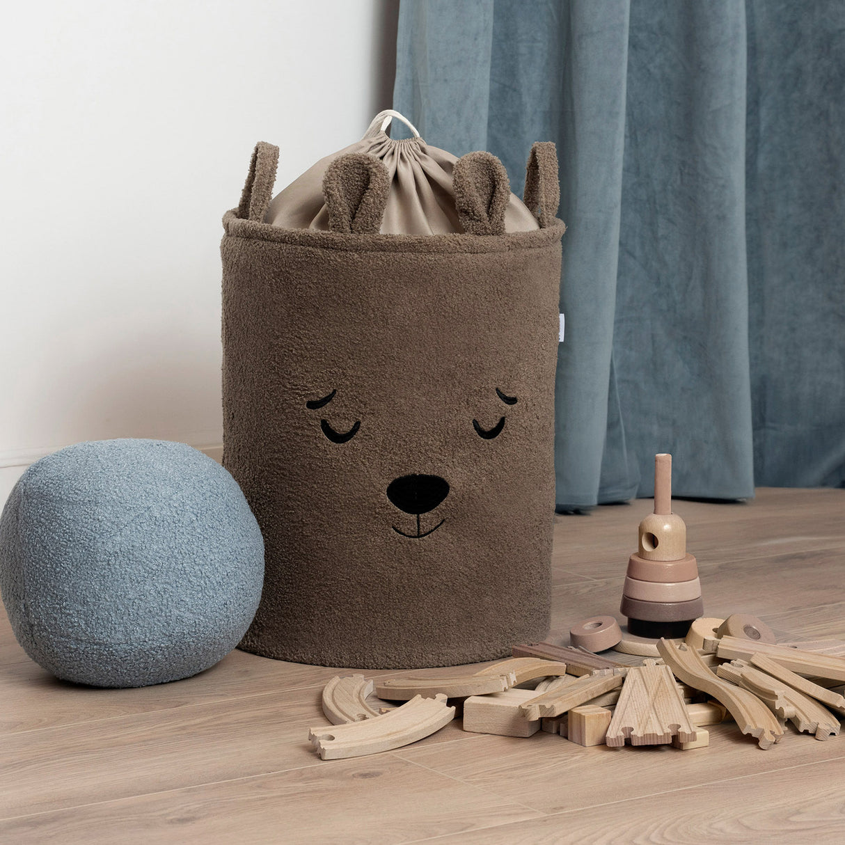 Sipo Πολυχρηστικό Καλάθι Premium Μπουκλέ Καφέ Αρκουδάκι 43L