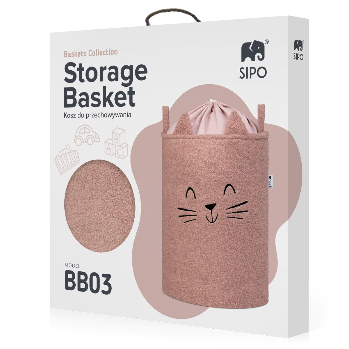 Sipo Πολυχρηστικό Καλάθι Premium Μπουκλέ Ροζ Γατούλα 43L