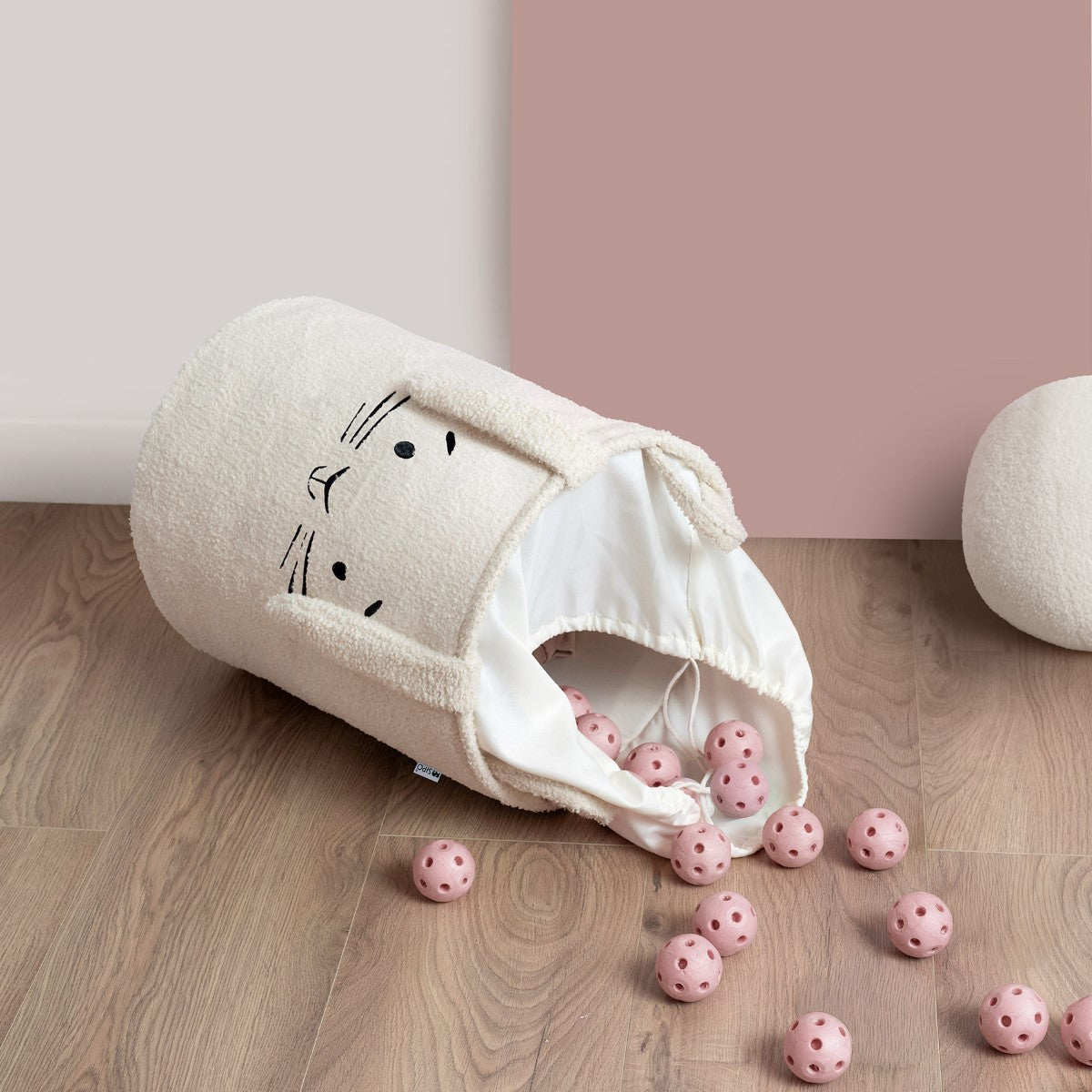 Sipo Πολυχρηστικό Καλάθι Premium Μπουκλέ Κρεμ Κουνελάκι 43L