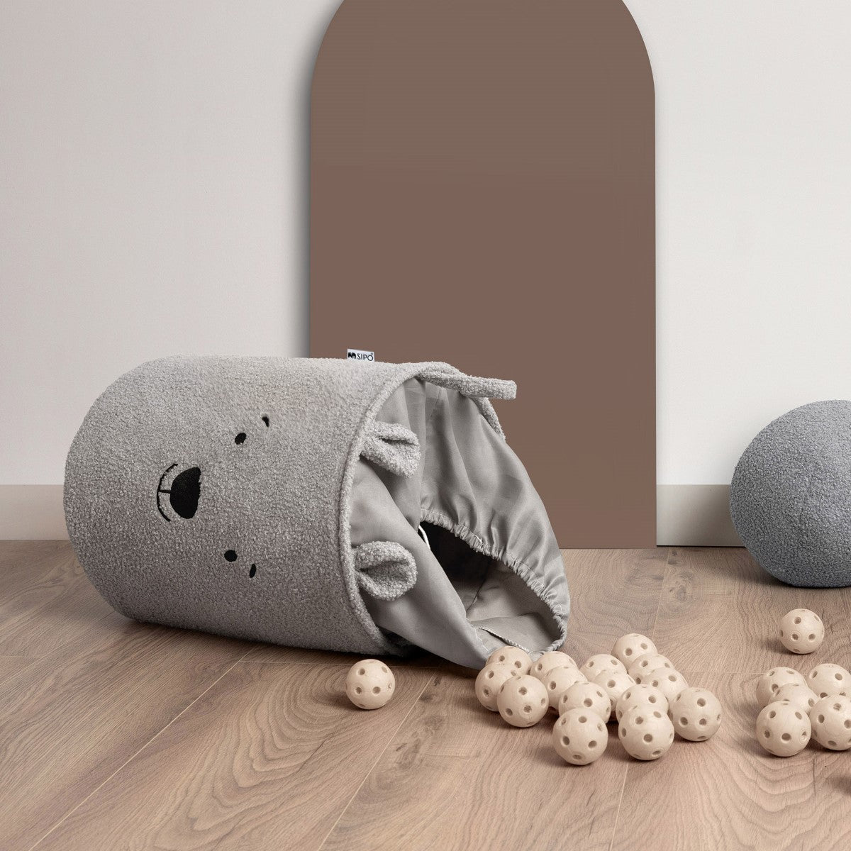 Sipo Πολυχρηστικό Καλάθι Premium Μπουκλέ Γκρι Αρκουδάκι 43L