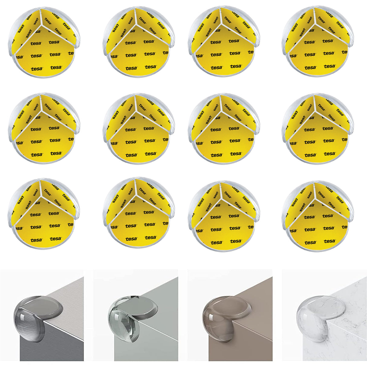 Στρογγυλά προστατευτικά γωνιών Διάφανα 12τμχ