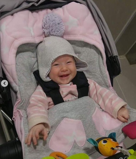 Ποδόσακος/Κάλυμμα Ροζ Πουά