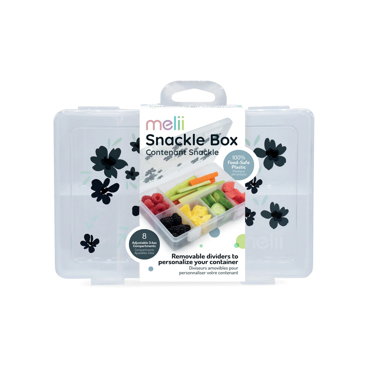 Melii - Snackle Box Medium Transparent Blue Flower