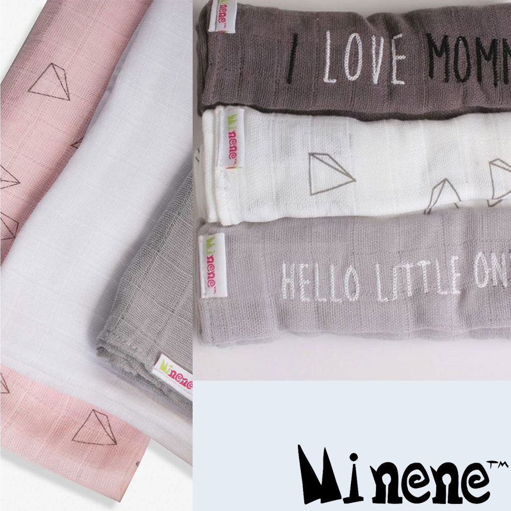 Minene Μουσελίνες Σετ των 3 (I love mommy)