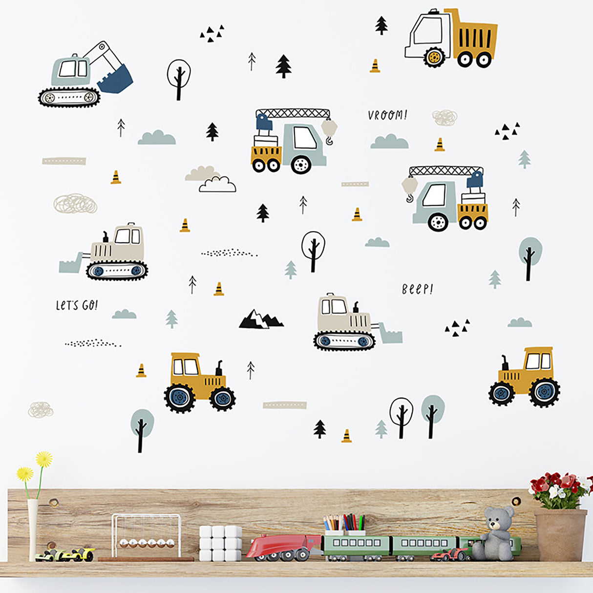 Wall Sticker Tractors, Excavators