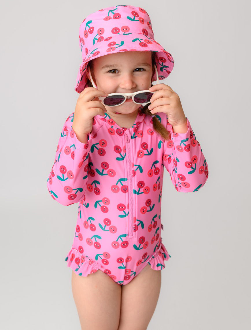 Zoocchini Ολόσωμο Μαγιώ με Μανίκια UV Cherry