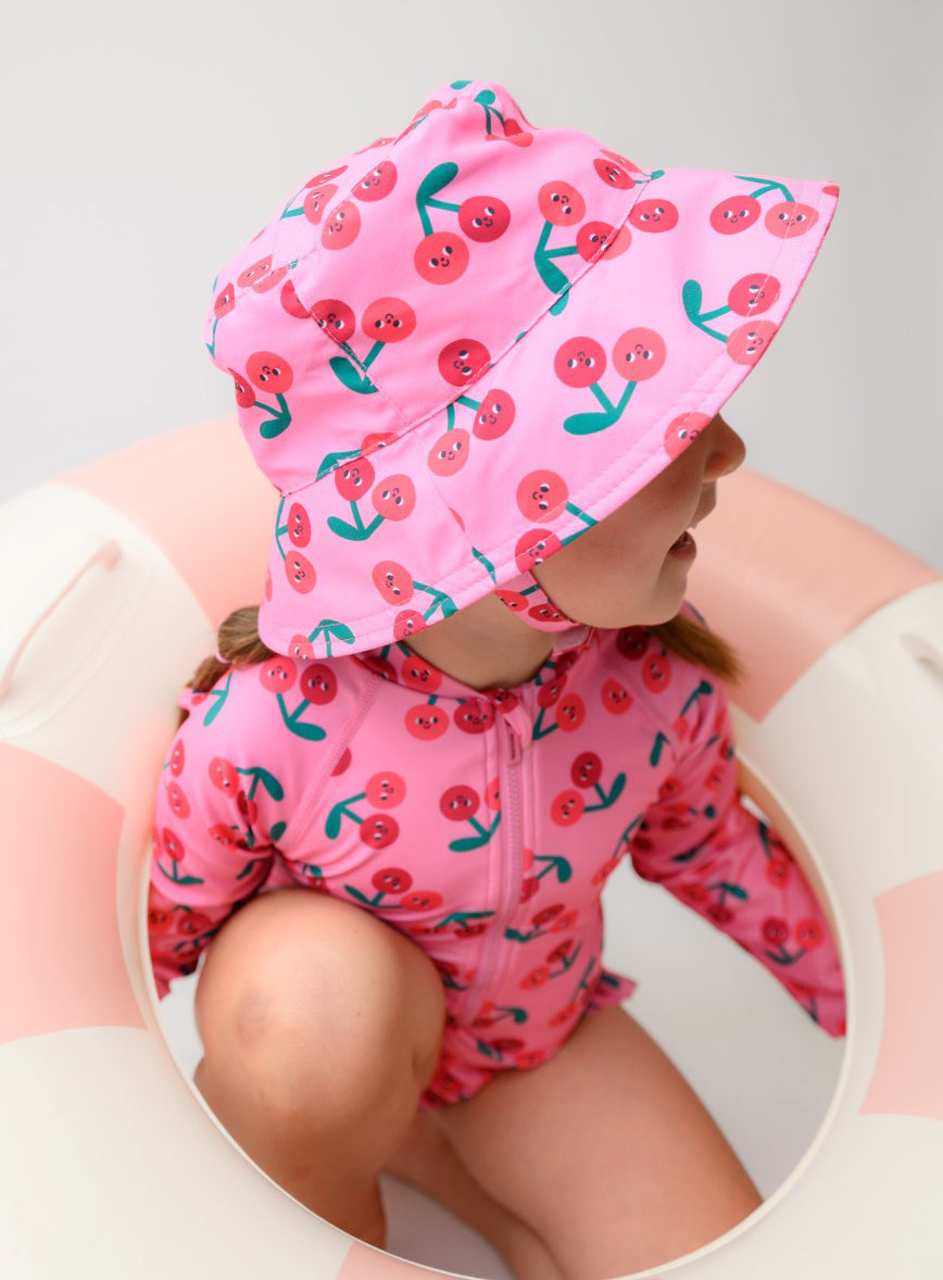 Σετ UV Μαγιώ Bucket Καπέλο Μπλούζα Cherry