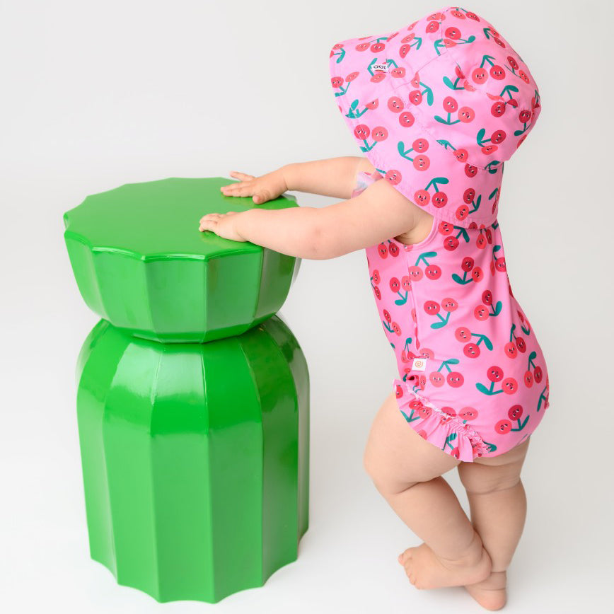 Σετ UV Μαγιώ Πάνα Bucket Καπέλο Μπλούζα Cherry