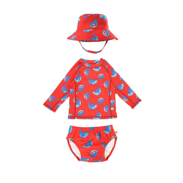 Σετ UV Μαγιώ Πάνα Bucket Καπέλο Μπλούζα Sherman the Shark