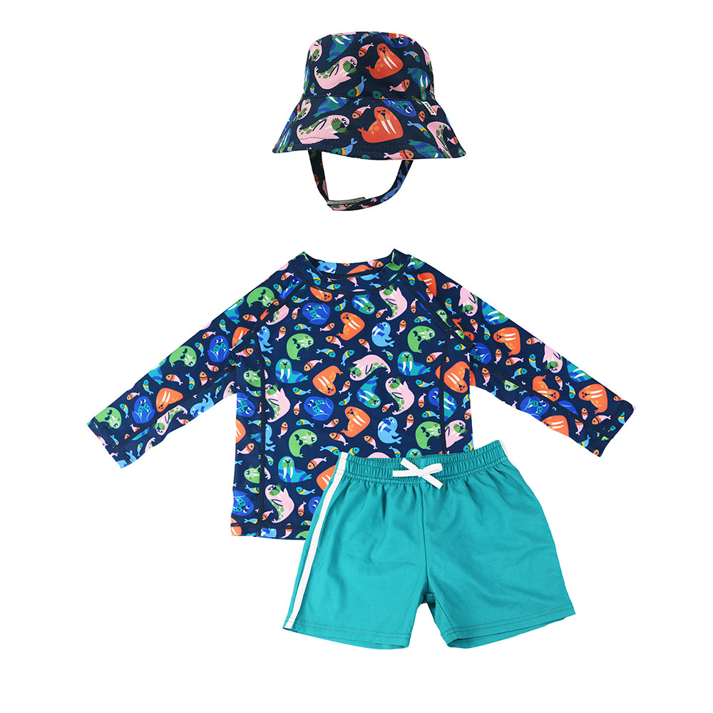 Σετ UV Μαγιώ Bucket Καπέλο Μπλούζα Walrus