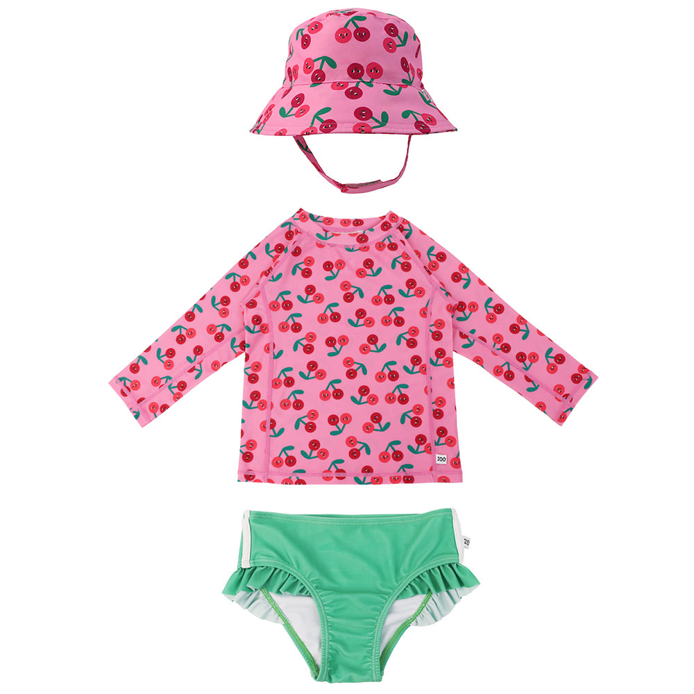Σετ UV Μαγιώ Bucket Καπέλο Μπλούζα Cherry