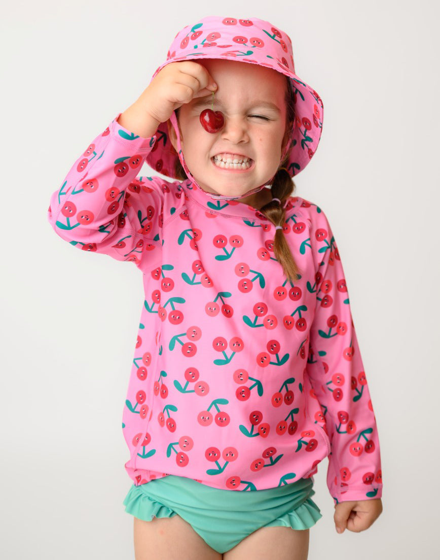 Σετ UV Μαγιώ Bucket Καπέλο Μπλούζα Cherry