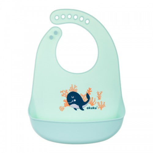 Σαλιάρα Σιλικόνης Με Τσεπάκι Φάλαινα