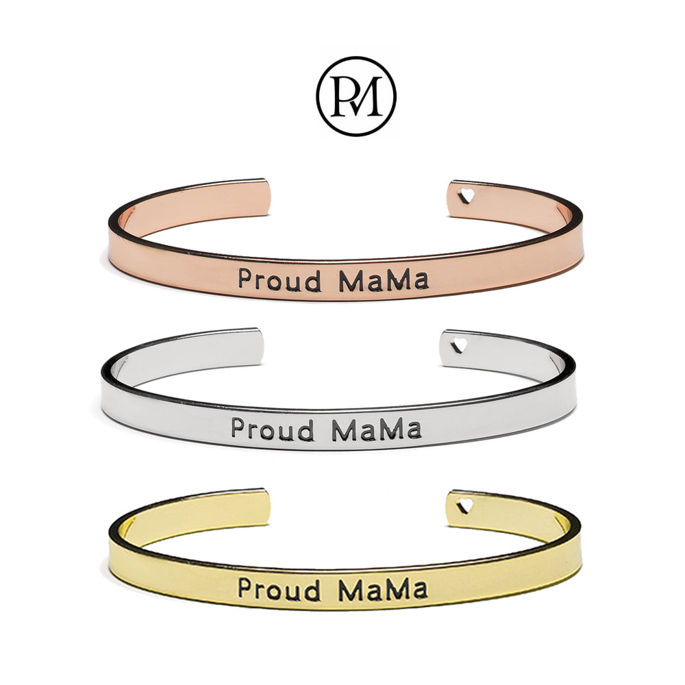 Proud Mama Βραχιόλι Χειροπέδα Mama Gold