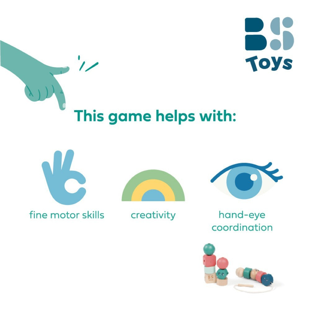 Bs Toys – Ξύλινο Παιχνίδι Λεπτής Κινητικότητας με Χάντρες