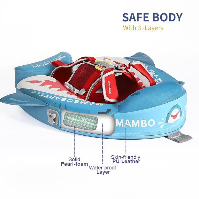 MamboBaby Βρεφικό Σωσίβιο 6-24 Μηνών με Σκίαστρο και Ζώνη 5 Σημείων Shark Jaw