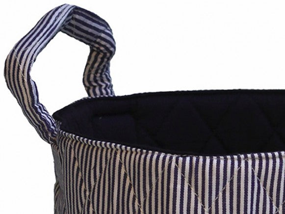 Minene - Μεγάλο Καλάθι Αποθήκευσης Μπλε Navy Ριγέ