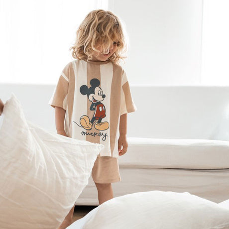 Minene - Disney Σετ Μπλούζα & Σορτς Μπεζ Ριγέ (2-8 ετών)