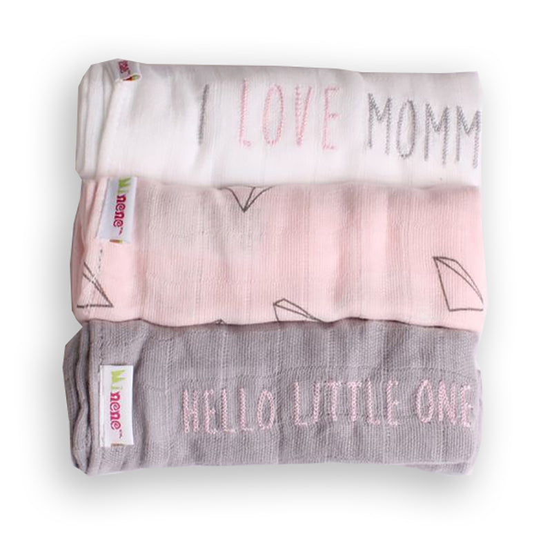 Minene Μουσελίνες Σετ των 3 (I love mommy)