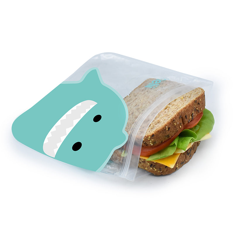 Melii - Επαναχρησιμοποιούμενα Τσαντάκια για σνακ 2 Bulldog + 2 Shark