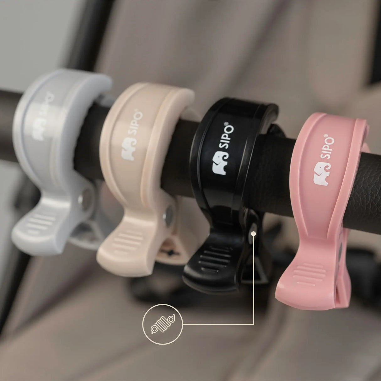 Sipo Πολυλειτουργικά Κλιπ Καροτσιού 2 τεμ. - Black