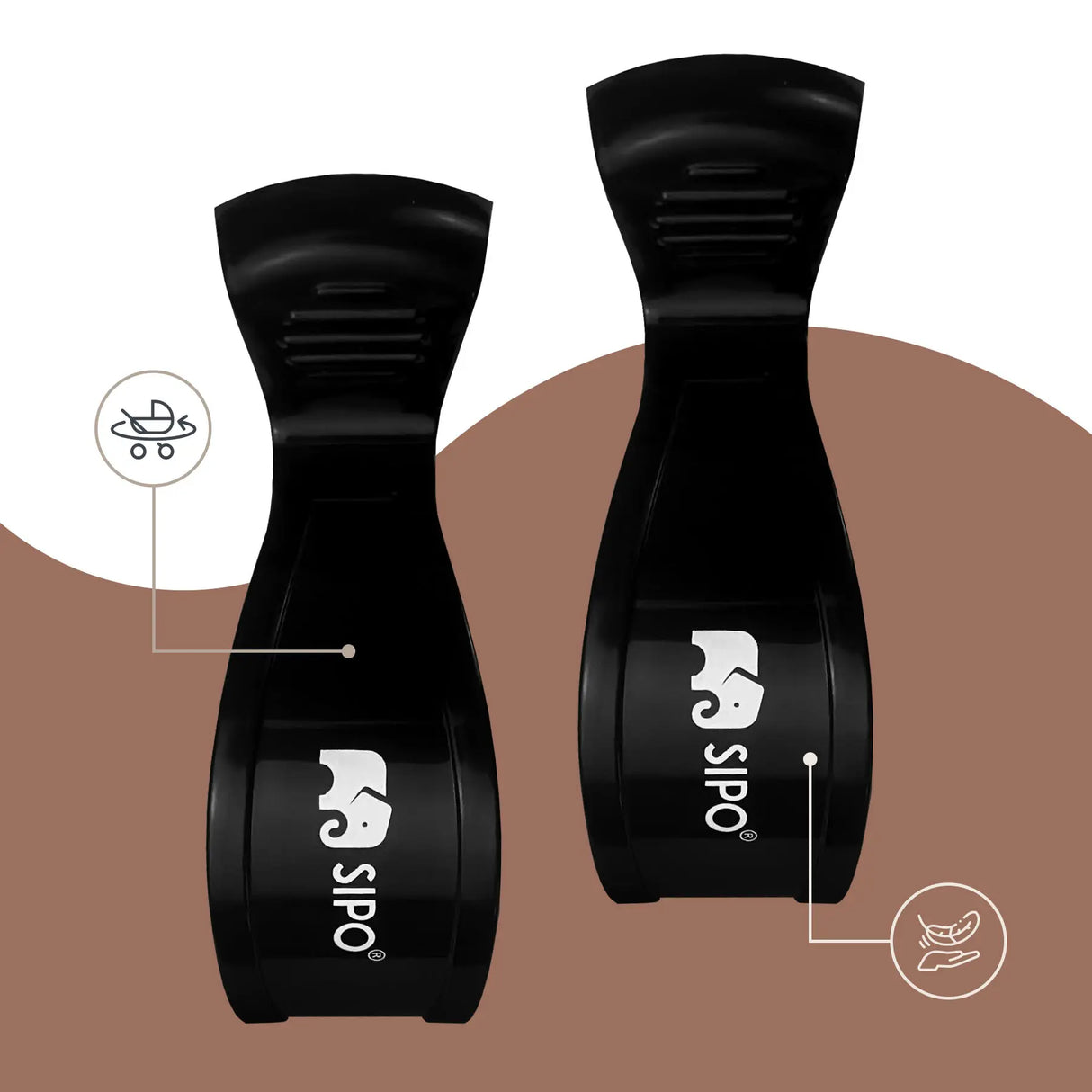 Sipo Πολυλειτουργικά Κλιπ Καροτσιού 2 τεμ. - Black