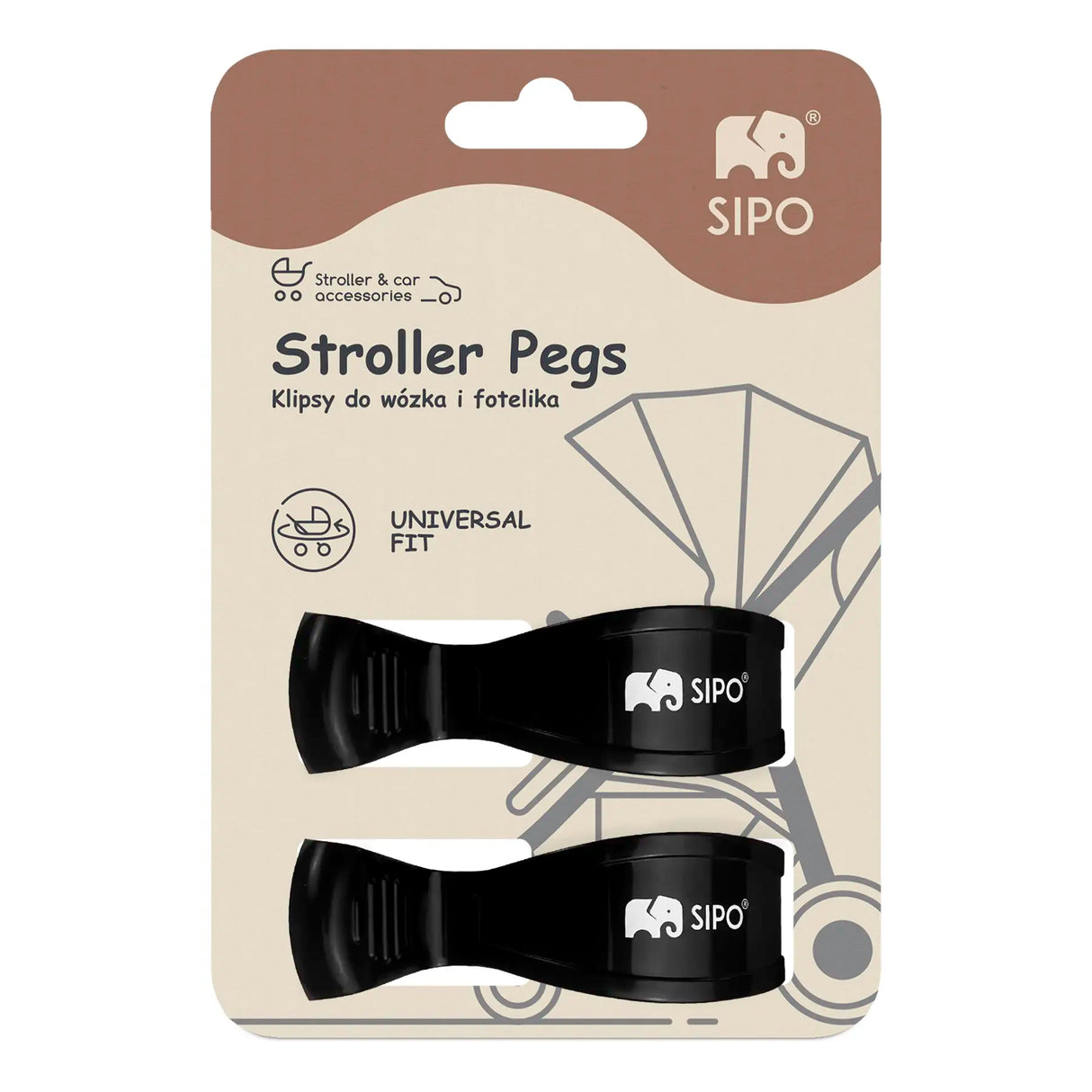 Sipo Πολυλειτουργικά Κλιπ Καροτσιού 2 τεμ. - Black