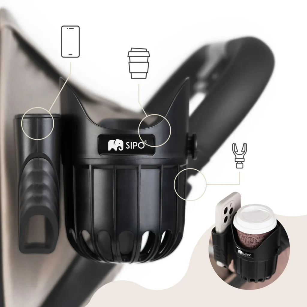Sipo 2 in 1 Ποτηροθήκη Καροτσιού Με Θήκη Κινητού