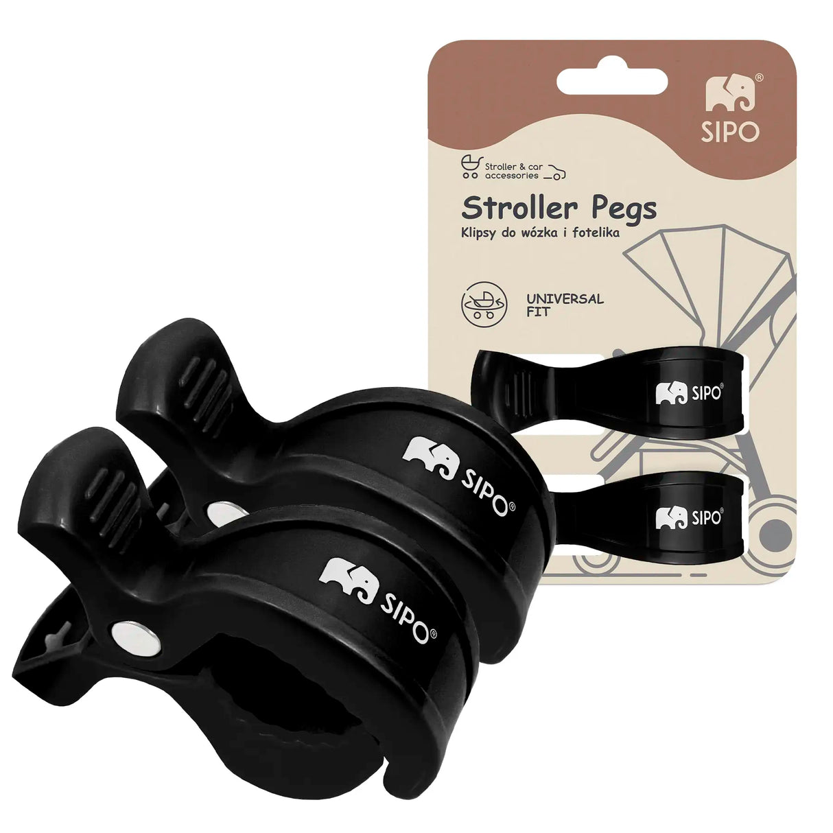Sipo Πολυλειτουργικά Κλιπ Καροτσιού 2 τεμ. - Black