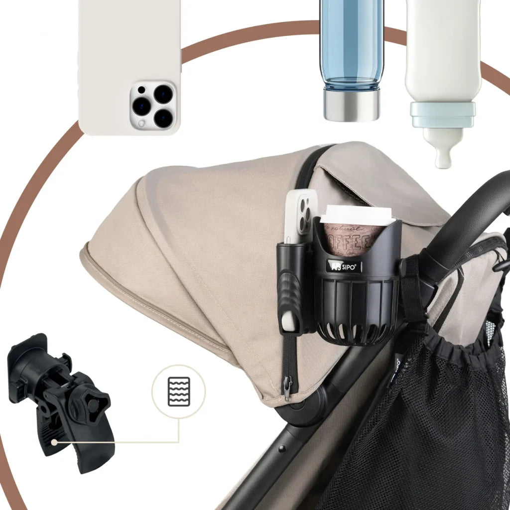 Sipo 2 in 1 Ποτηροθήκη Καροτσιού Με Θήκη Κινητού