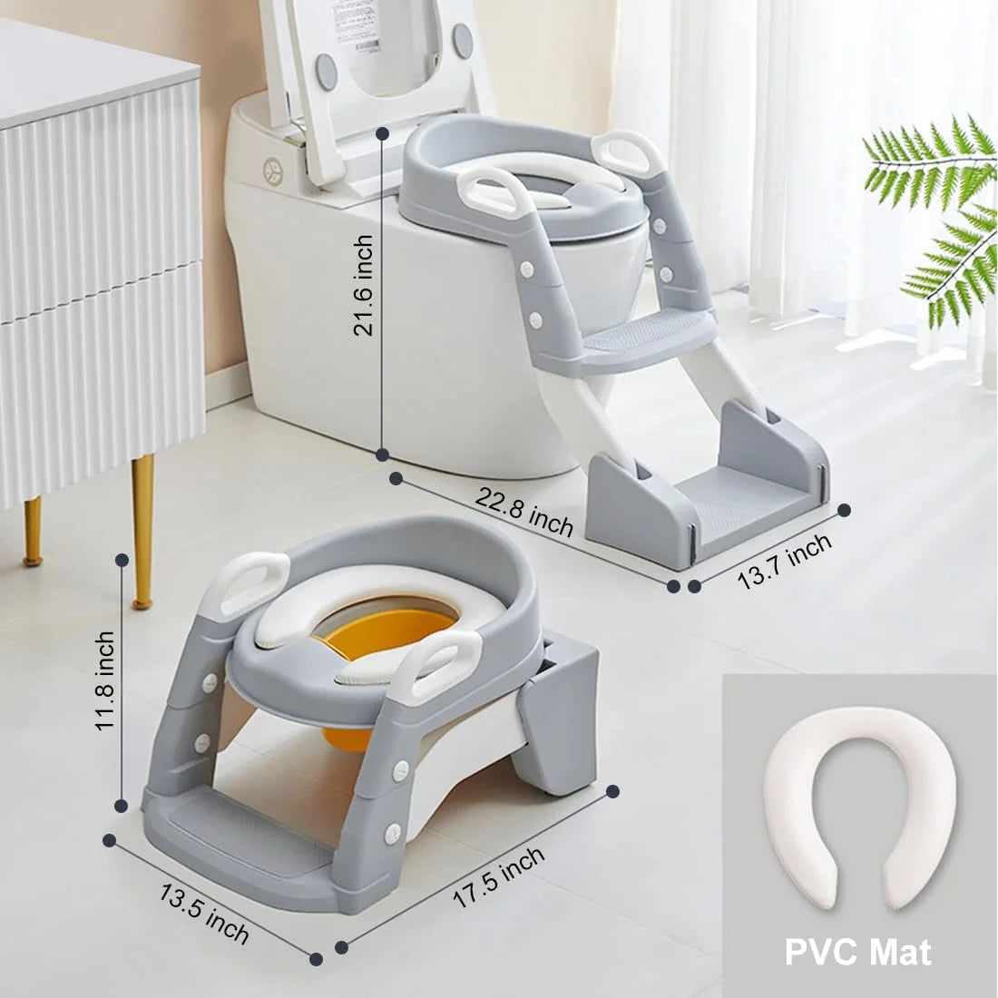 3 σε 1 Εκπαιδευτική Σκαλιέρα Τουαλέτας - Grey