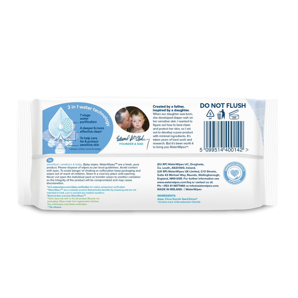 WaterWipes Άοσμα Μωρομάντηλα Sensitive+ 60τμχ