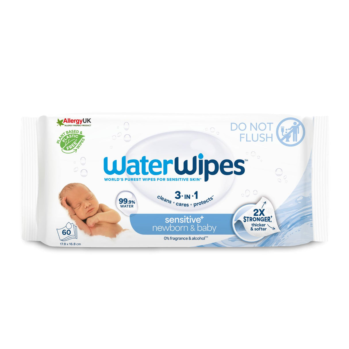 WaterWipes Άοσμα Μωρομάντηλα Sensitive+ 60τμχ