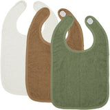 Meyco Σετ 3 Βαμβακερές Σαλιάρες Offwhite/Toffee/Forest green
