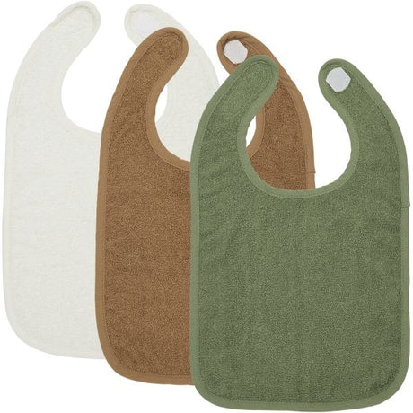 Meyco Σετ 3 Βαμβακερές Σαλιάρες Offwhite/Toffee/Forest green