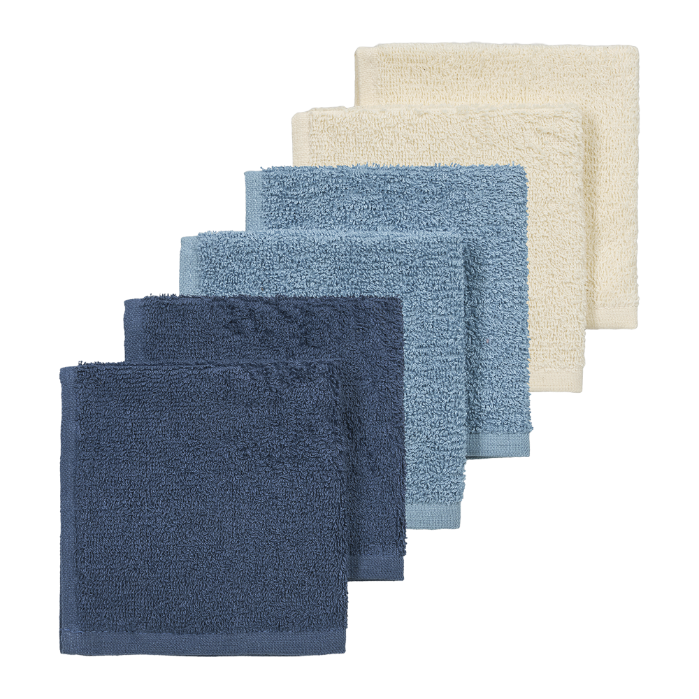 Meyco Πετσετάκια Λαβέτες Πακέτο των 6 Natural/jeans blue/indigo (30x30cm)